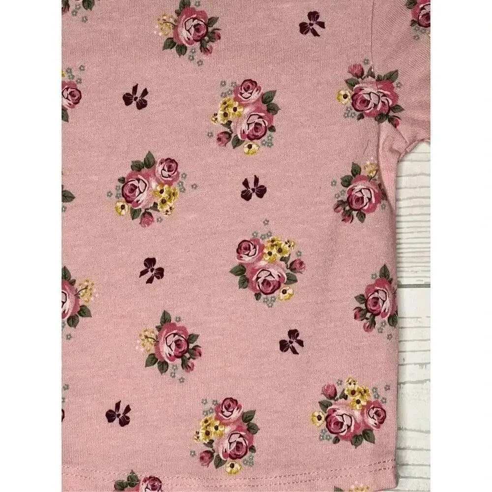 Garanimals pink floral long sleeve top/ solid black leggings size 3-6 months